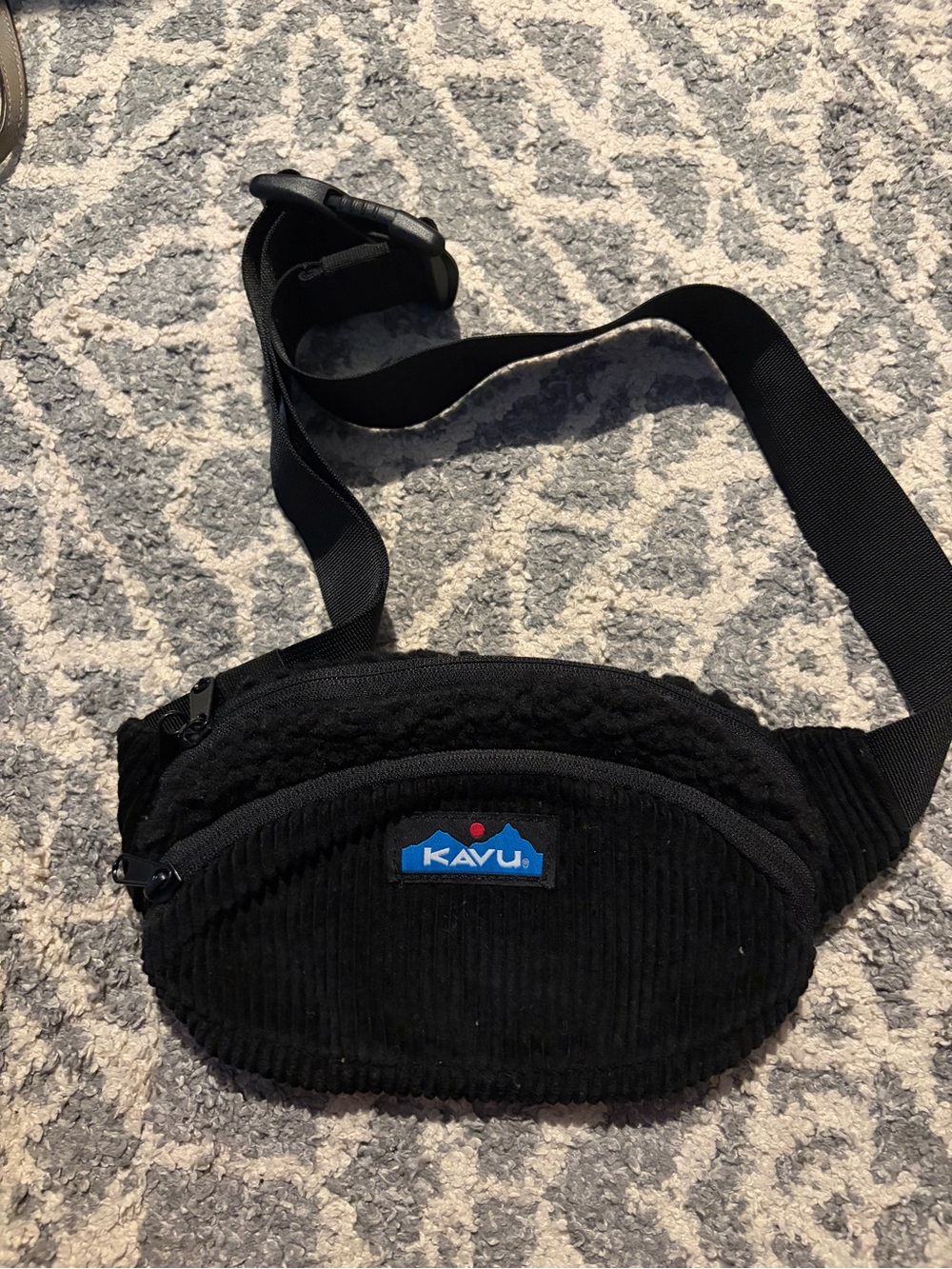 KAVU Black Corduroy Waist Pack -Sling Bag